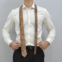 Jungle Distressed Genuine Lambskin Leather Tie – Slim Necktie