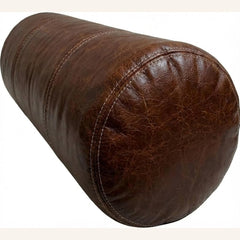Genuine Lambskin Leather Bolster Cylinder Pillow Cover – Stitched Design
