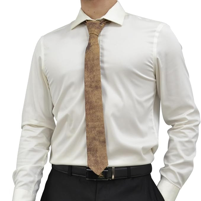Jungle Distressed Genuine Lambskin Leather Tie – Slim Necktie