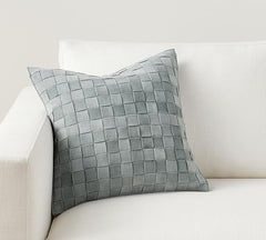 Premium Suede Leather Woven Cushion Cover - Basketweave Pillow Case