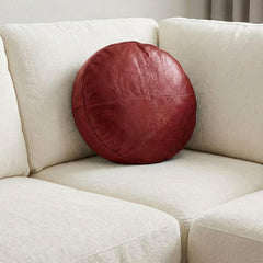 Round Genuine Leather Pillow Cover – Modern Cushion Case
