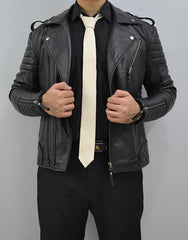 Off-White Genuine Leather Necktie – Modern Formal Style