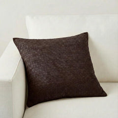 Woven Suede Leather Pillow Cover – Textured Square Cushion Case