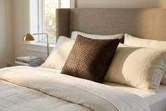 Woven Suede Leather Pillow Cover – Textured Square Cushion Case