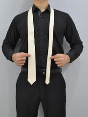 Off-White Genuine Leather Necktie – Modern Formal Style