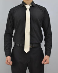 Off-White Genuine Leather Necktie – Modern Formal Style