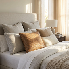 Woven Suede Leather Pillow Cover – Textured Square Cushion Case