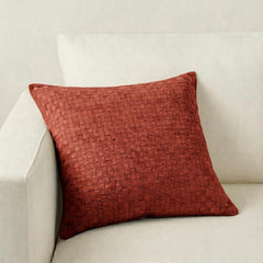 Woven Suede Leather Pillow Cover – Textured Square Cushion Case