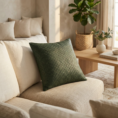 Woven Suede Leather Pillow Cover – Textured Square Cushion Case