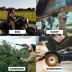 Four different activities with labeled categories: bike, flight, gardening, and woodcraft.