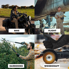 Four different activities with labeled categories: bike, flight, gardening, and woodcraft.