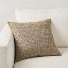 Woven Suede Leather Pillow Cover – Textured Square Cushion Case