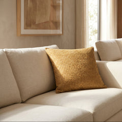 Woven Suede Leather Pillow Cover – Textured Square Cushion Case