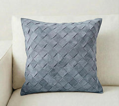 Woven Diamond Suede Leather Pillow Cover – Textured Square Cushion Case