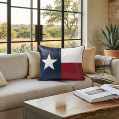 Genuine Leather Texas State Lone Star Country Flag Pillow Cover Case for Lumbar Throw Couch Pillows - Modern Farmhouse Decorative Sofa Thick & Soft Cushion Covers