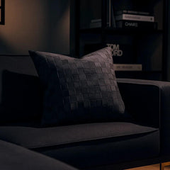 Premium Suede Leather Woven Cushion Cover - Basketweave Pillow Case