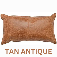 Premium Genuine Suede Leather Lumbar Pillow Cover - Luxury Rectangular Decorative Cushion Case