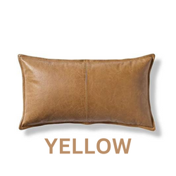 Genuine Leather Lumbar Pillow Cover Decorative Cushion Case for Couch & Sofa