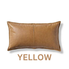 Premium Genuine Suede Leather Lumbar Pillow Cover - Luxury Rectangular Decorative Cushion Case