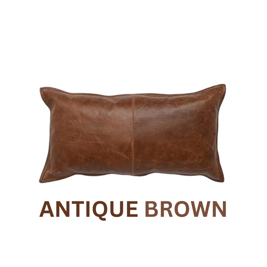 Genuine Leather Lumbar Pillow Cover Decorative Cushion Case for Couch & Sofa