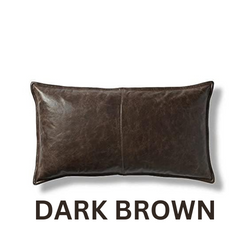 Genuine Leather Lumbar Pillow Cover Decorative Cushion Case for Couch & Sofa