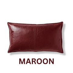 Premium Genuine Suede Leather Lumbar Pillow Cover - Luxury Rectangular Decorative Cushion Case