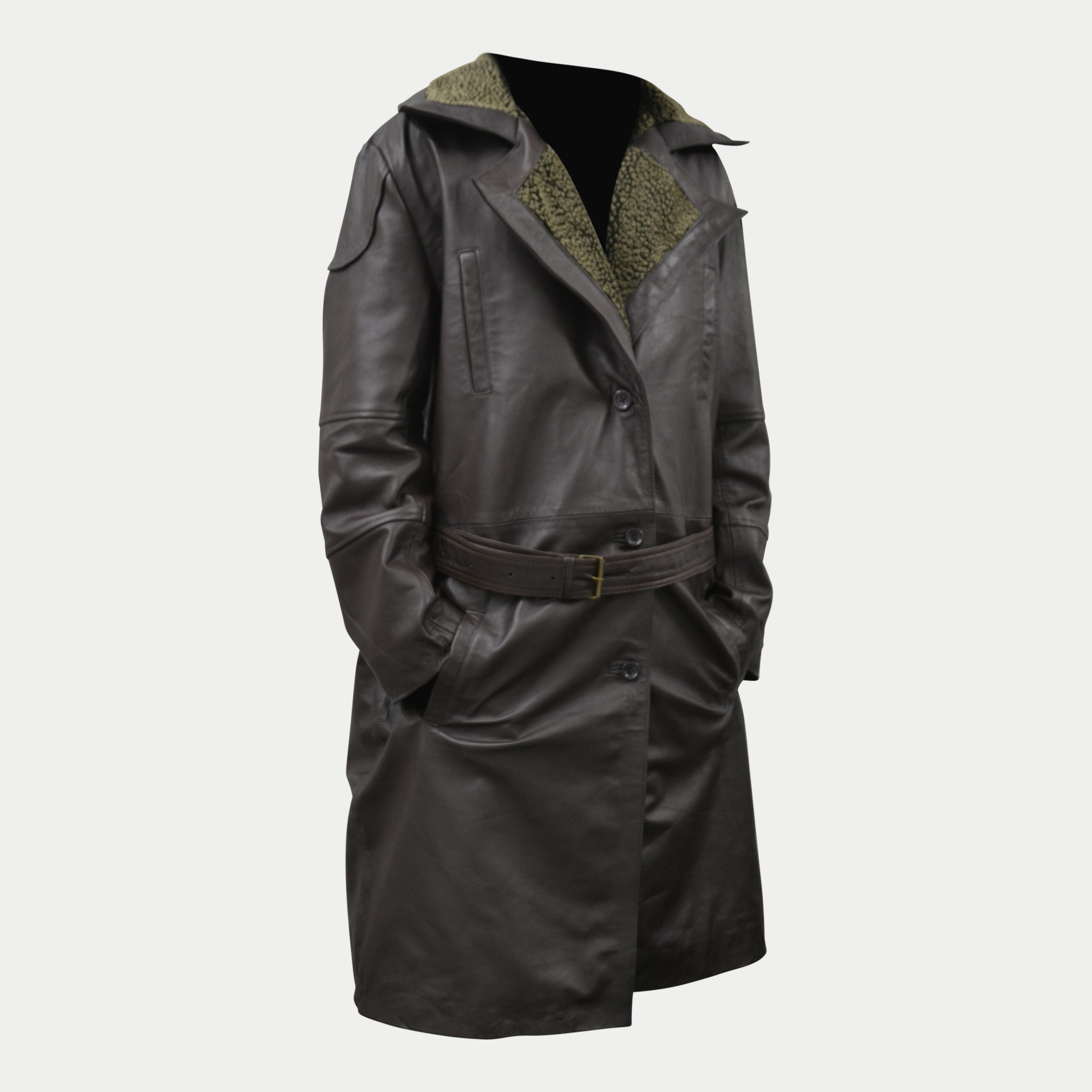Blade Runner 2049 Ryan Gosling Brown Fur Collar Leather Long