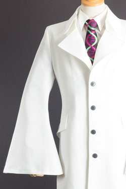 Men's Designer White Mid-Length Geniune Wool Trench Coat