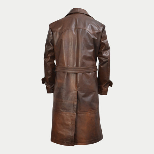 World War 1 R.F.C. Genuine Leather Flying Long Belted Waxed Coat