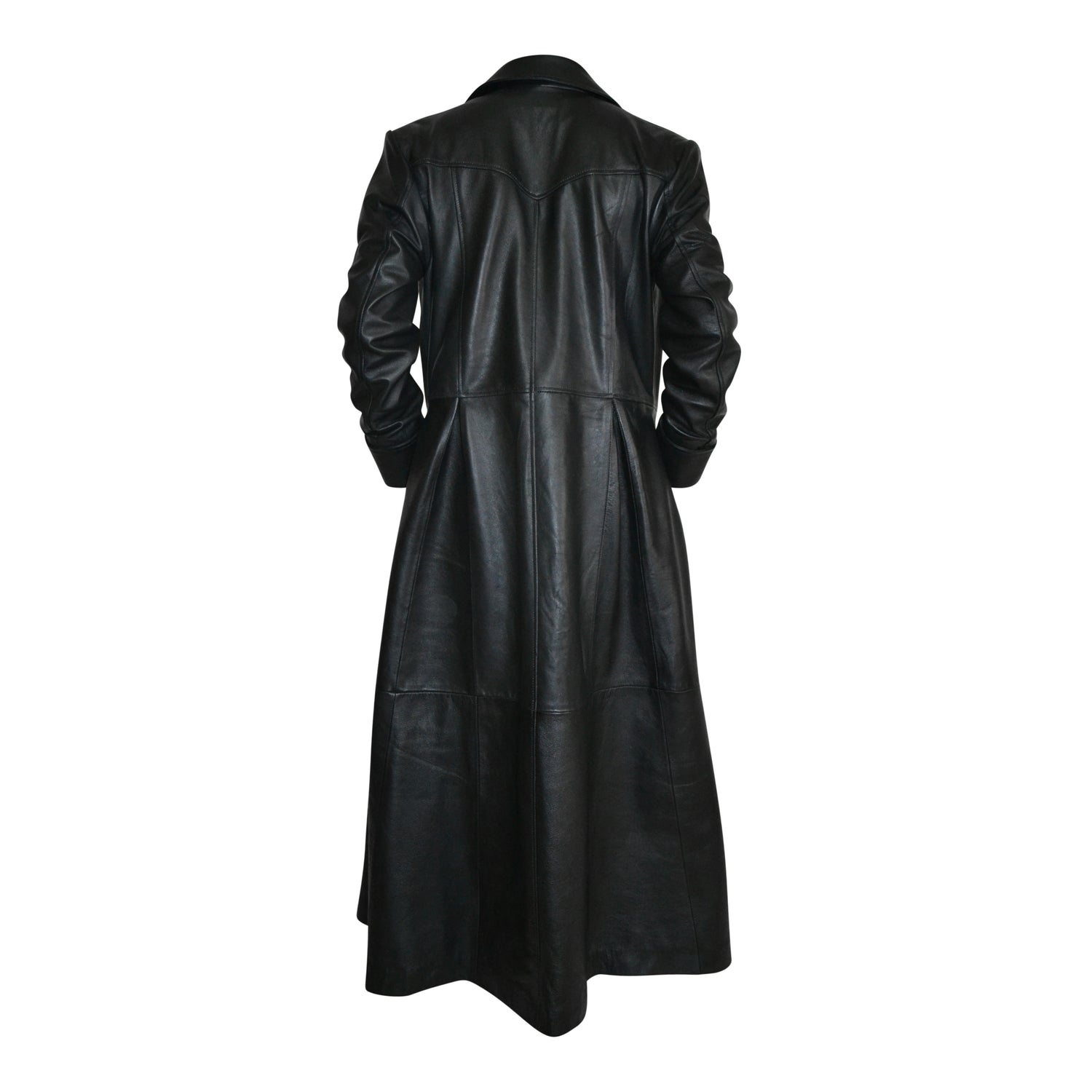 Gothic Leather Trench Coat Men Mens Black Slim Fit Genuine Leather