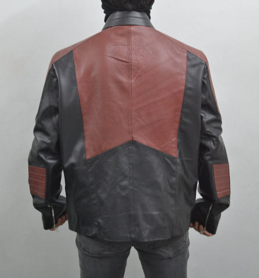 Superman Man of Steel Clark Kent Smallville Movie Black Maroon and Black Leather Jacket