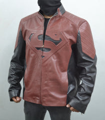 Superman Man of Steel Clark Kent Smallville Movie Black Maroon and Black Leather Jacket