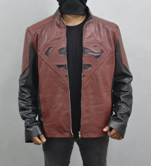 Superman Man of Steel Clark Kent Smallville Movie Black Maroon and Black Leather Jacket