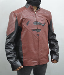 Superman Man of Steel Clark Kent Smallville Movie Black Maroon and Black Leather Jacket