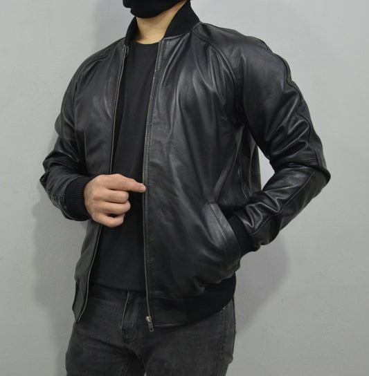 Men's Baseball Letterman Varsity Genuine Leather Bomber Jacket