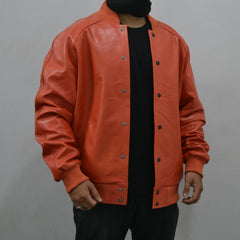 Men's Baseball Letterman Varsity Genuine Leather Bomber Jacket