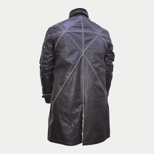 Watch Dogs Aiden Pearce Video Game Long Brown Trench Leather Coat