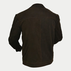 Men's Dark Brown Moto Biker Distressed Real Suede Leather Jacket