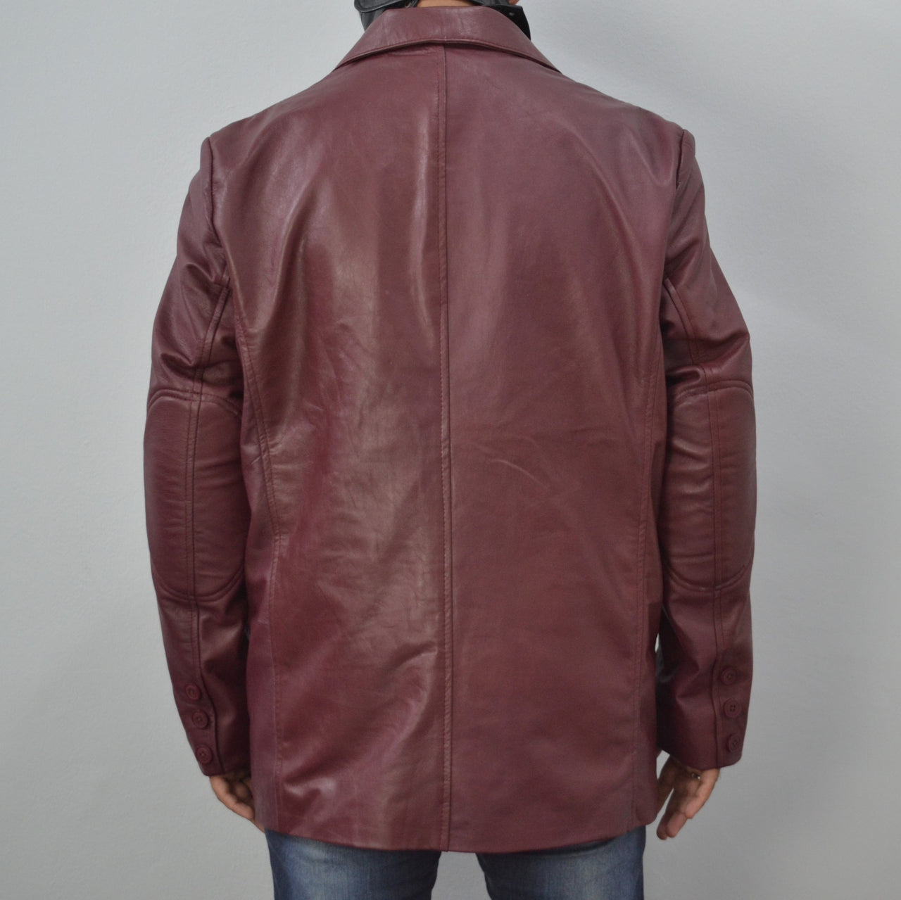 Men's Maroon Stylish Casual 2 Button Genuine Leather Blazer