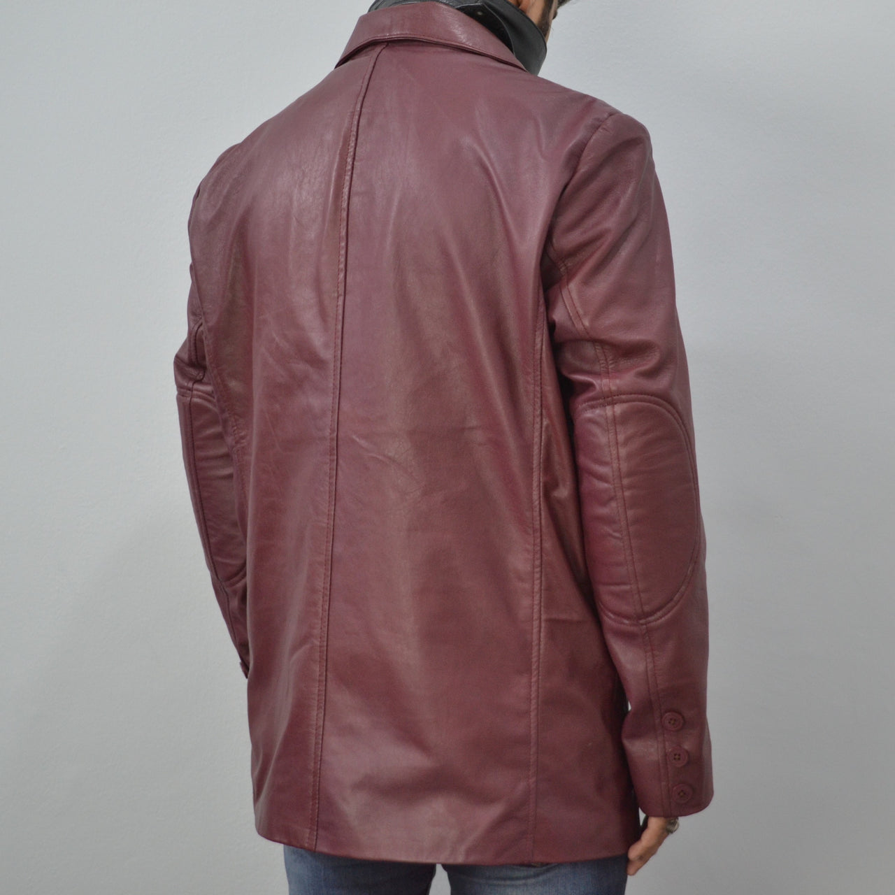 Men's Maroon Stylish Casual 2 Button Genuine Leather Blazer