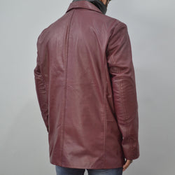 Men's Maroon Stylish Casual 2 Button Genuine Leather Blazer