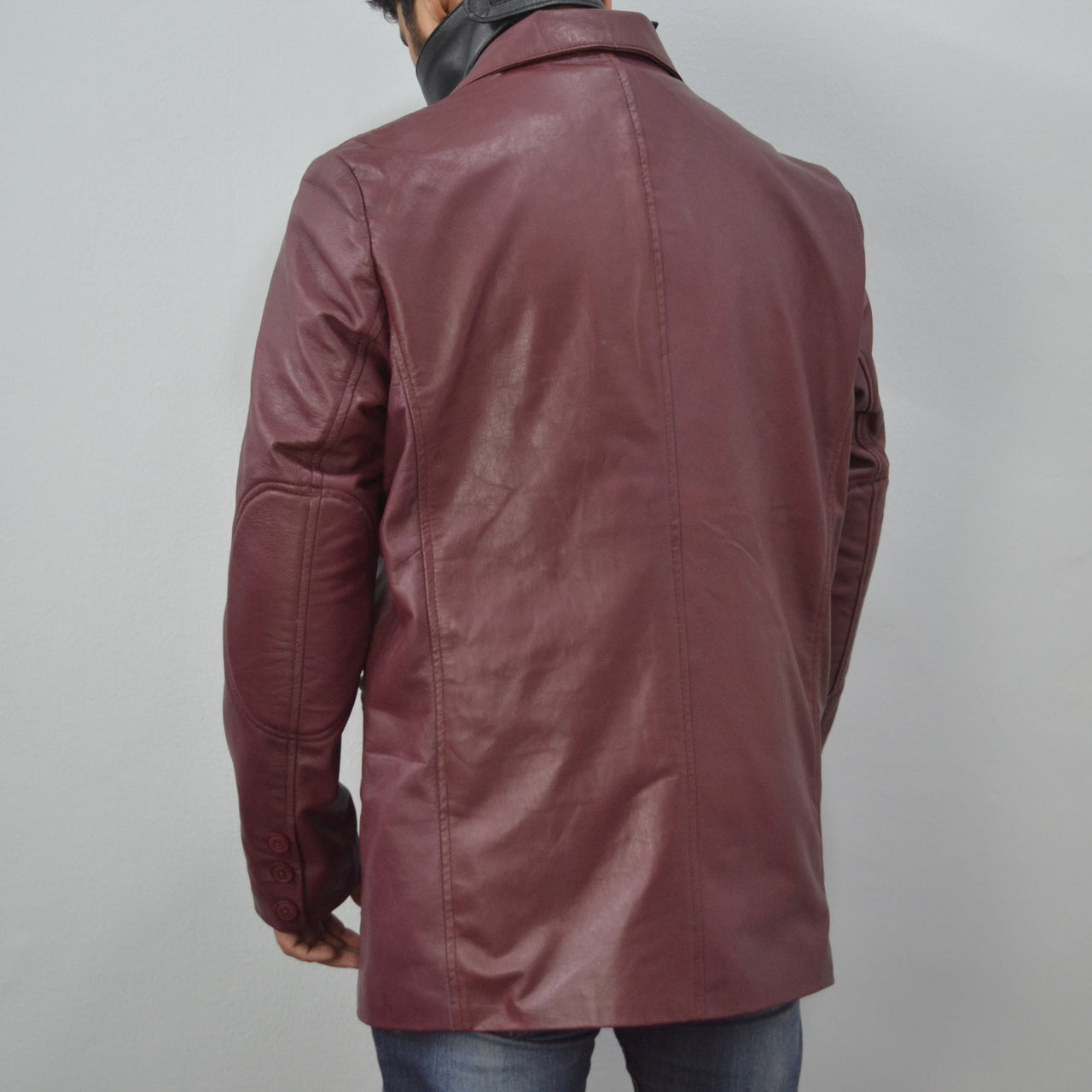 Men's Maroon Stylish Casual 2 Button Genuine Leather Blazer