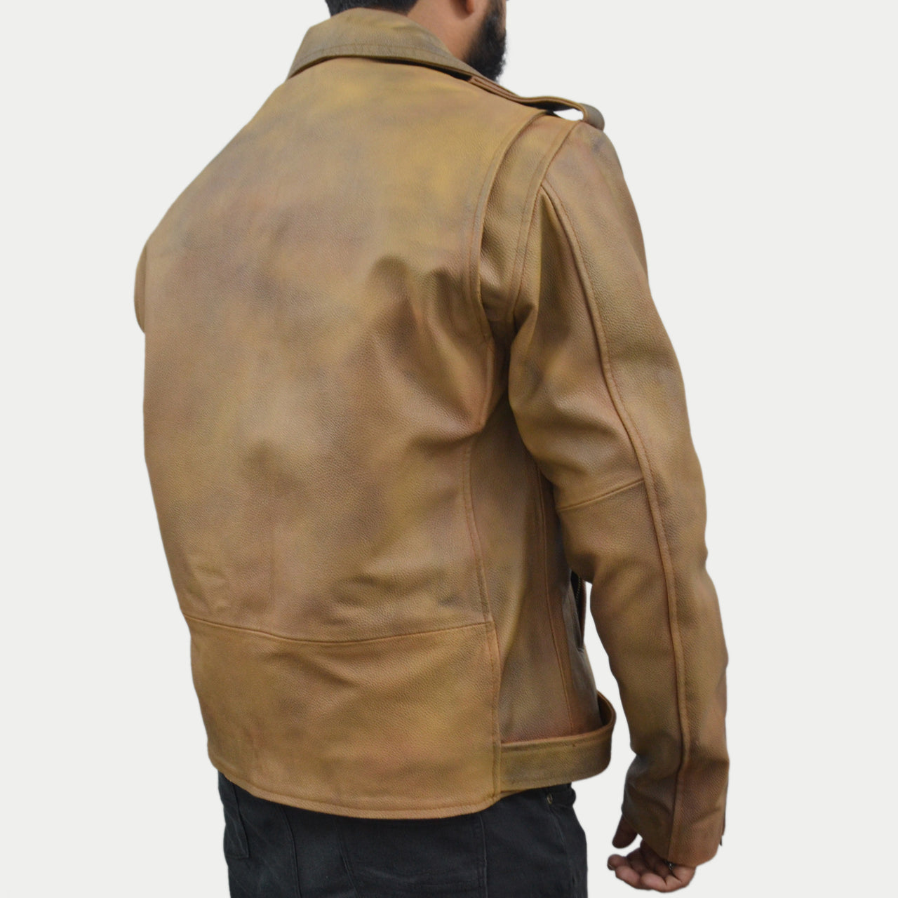 Men's Distressed Motorcycle CowHide Mens Slim Locklear Leather Biker Moto Jacket