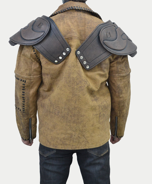 Mad Max 4 Fury Road Tom Hardy Double Pads Removable sleeves Distressed Leather Biker Jacket