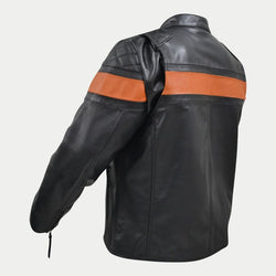 Men's Black Quilted Biker Cafe Racer Genuine Cowhide Motorcycle Leather Jacket