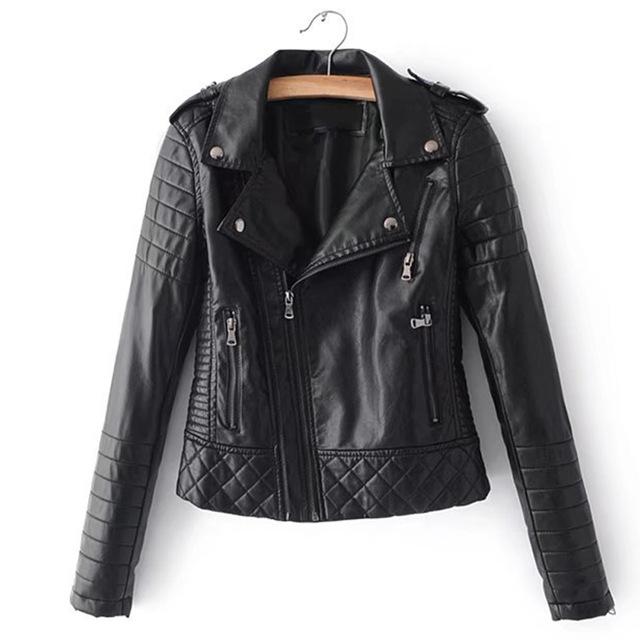 Women's Black Motorcycle Biker Real Sheepskin Leather Jacket
