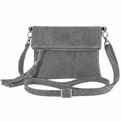 Women's Suede Leather Fold-Over Crossbody Bag With Coin Pouch