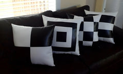 Modern Geometric Black & White Yin Yang Leather Throw Pillow Cushion covers