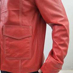 Fight Club Tyler Durden Brad Pitt Red Genuine Sheepskin Leather Jacket