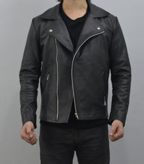 Mad Max 2 Full Sleeve Biker Black Leather Jacket W/O Shoulder Pads